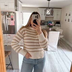 H&M striped crochet knit sweater